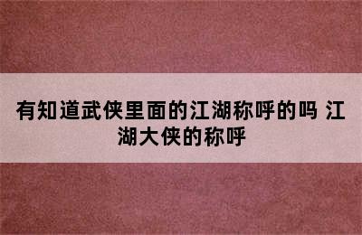 有知道武侠里面的江湖称呼的吗 江湖大侠的称呼